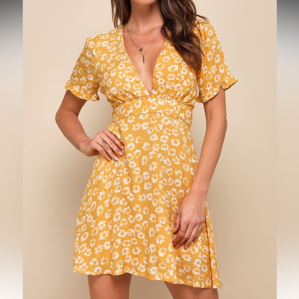 Lulu's Yellow Floral Dress
